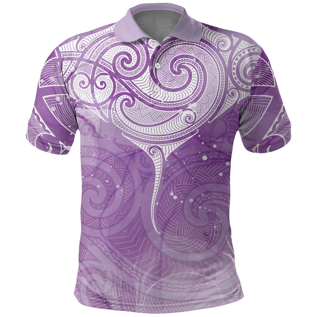 Epilepsy Month Maori Aotearoa Polo Shirt Manta Ray - Purple Glaze