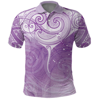 Epilepsy Month Maori Aotearoa Polo Shirt Manta Ray - Purple Glaze