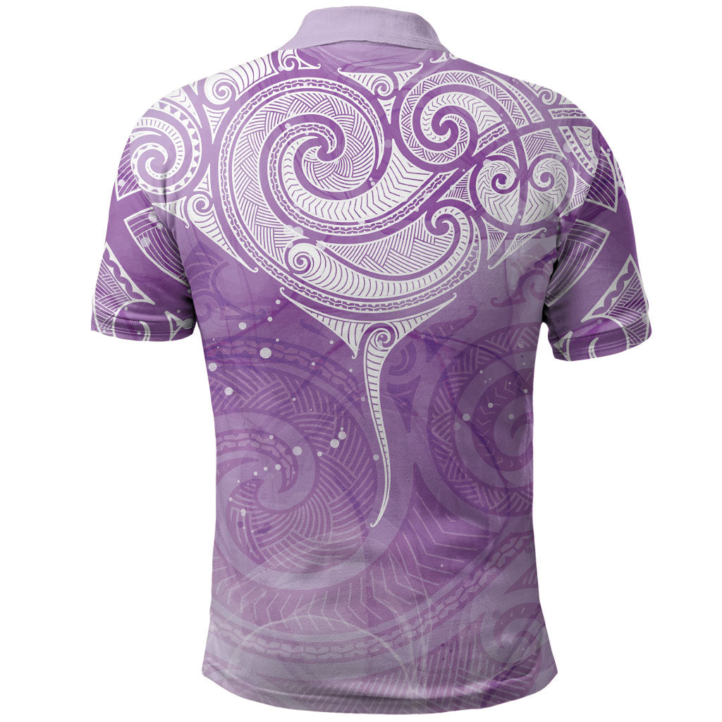 Epilepsy Month Maori Aotearoa Polo Shirt Manta Ray - Purple Glaze
