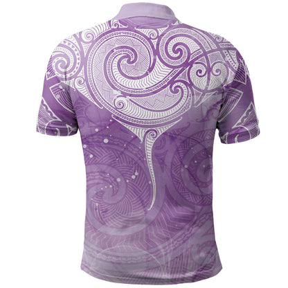 Epilepsy Month Maori Aotearoa Polo Shirt Manta Ray - Purple Glaze