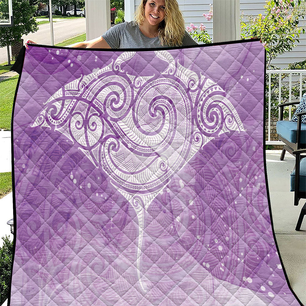 Epilepsy Month Maori Aotearoa Quilt Manta Ray - Purple Glaze