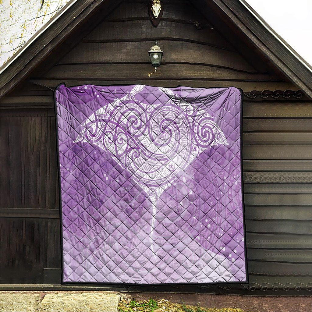 Epilepsy Month Maori Aotearoa Quilt Manta Ray - Purple Glaze