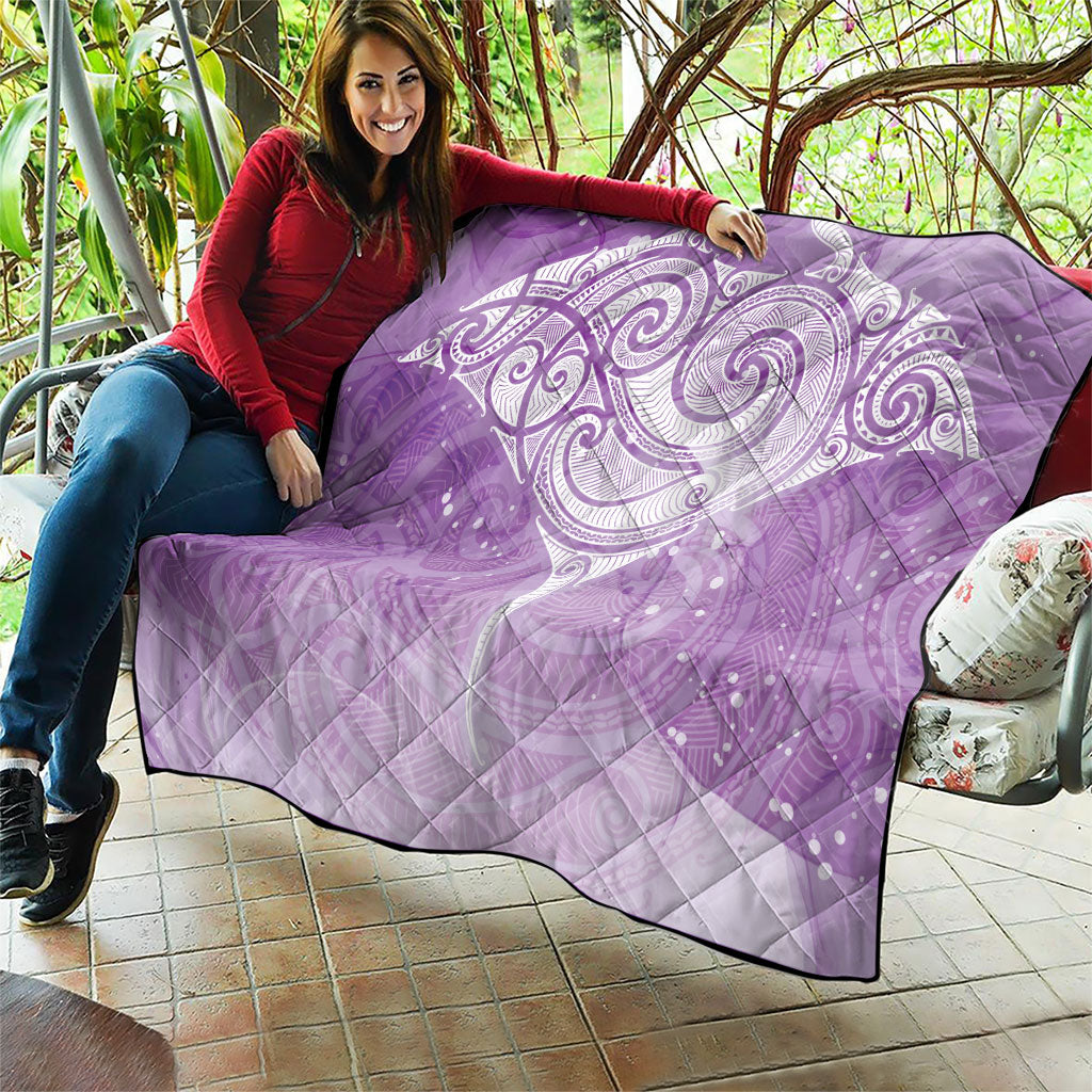 Epilepsy Month Maori Aotearoa Quilt Manta Ray - Purple Glaze