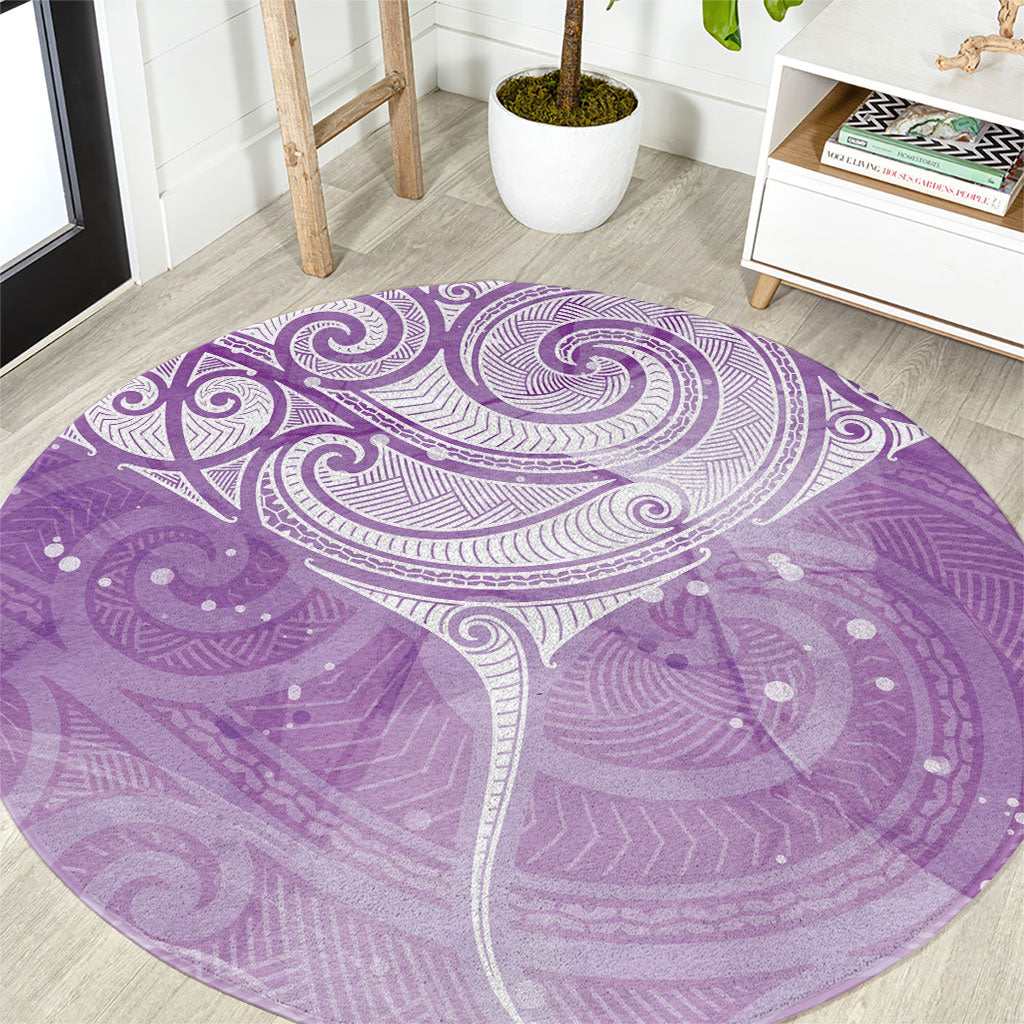 Epilepsy Month Maori Aotearoa Round Carpet Manta Ray - Purple Glaze