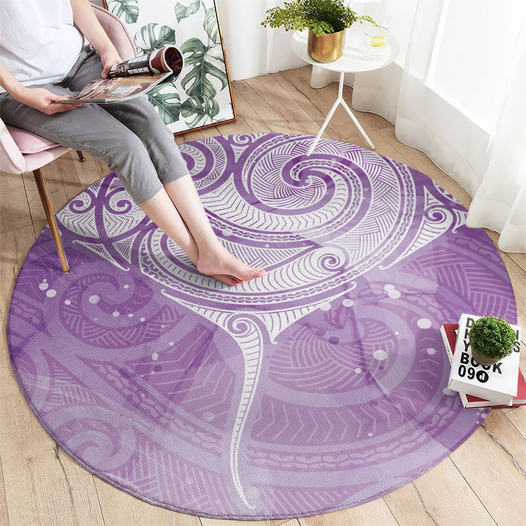 Epilepsy Month Maori Aotearoa Round Carpet Manta Ray - Purple Glaze