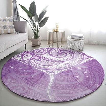 Epilepsy Month Maori Aotearoa Round Carpet Manta Ray - Purple Glaze