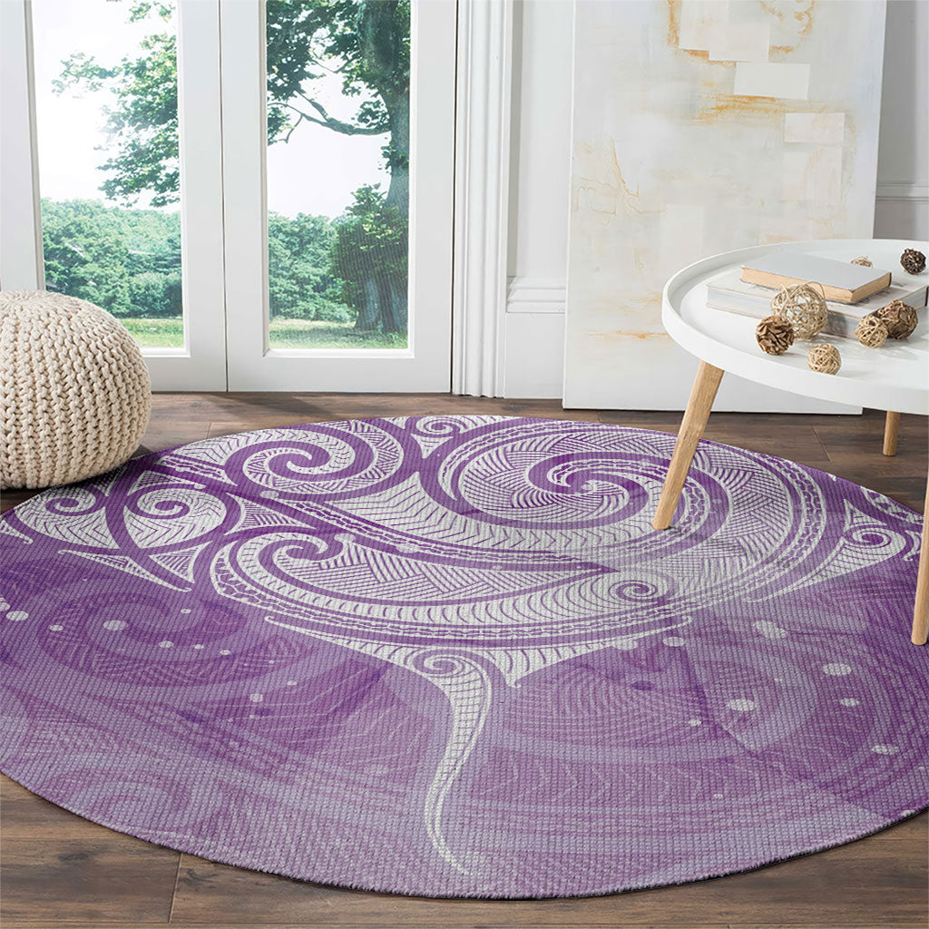 Epilepsy Month Maori Aotearoa Round Carpet Manta Ray - Purple Glaze