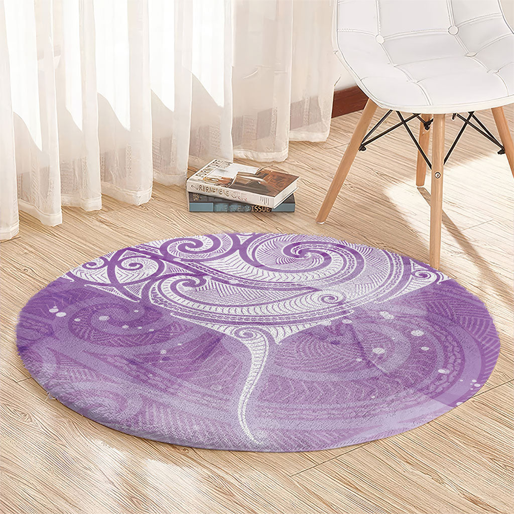 Epilepsy Month Maori Aotearoa Round Carpet Manta Ray - Purple Glaze