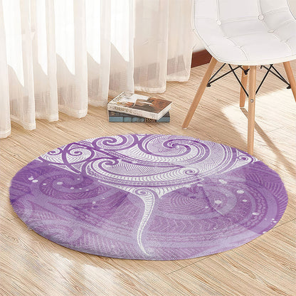 Epilepsy Month Maori Aotearoa Round Carpet Manta Ray - Purple Glaze