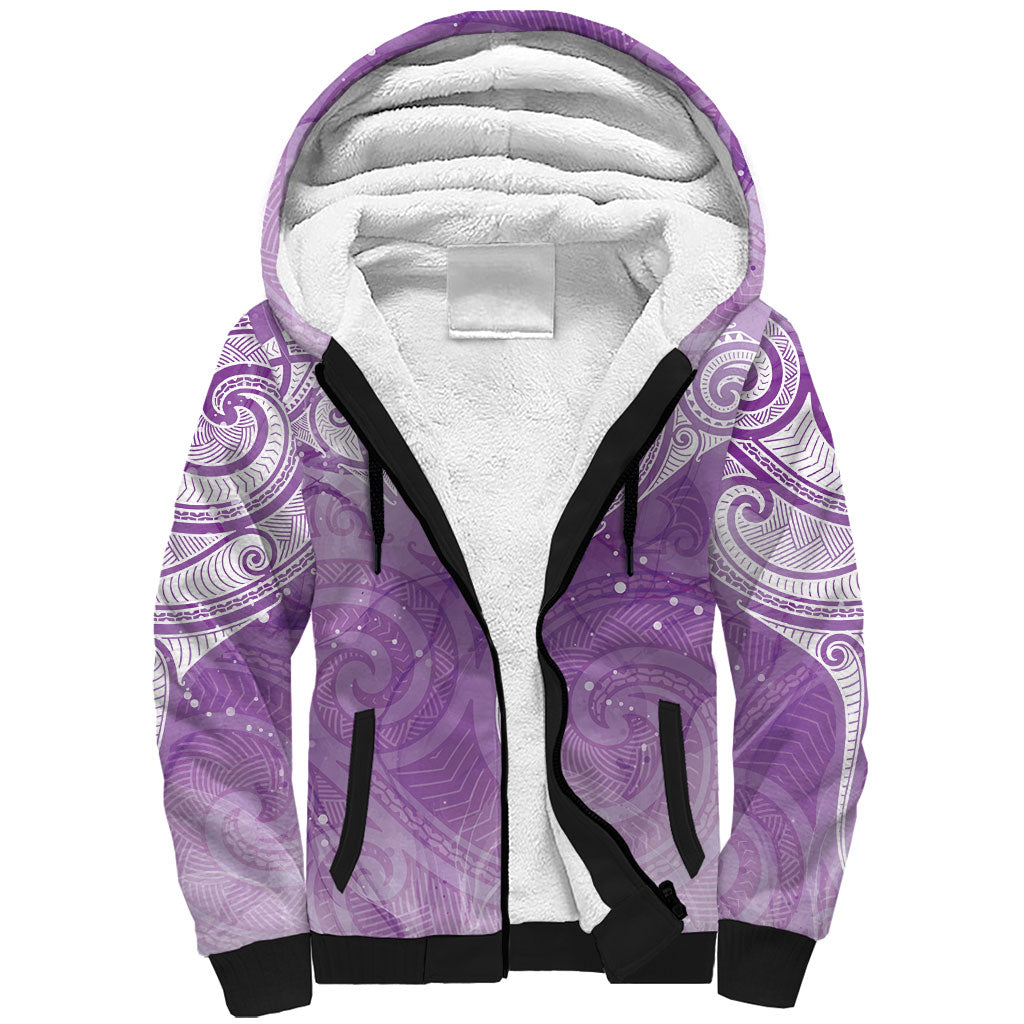 Epilepsy Month Maori Aotearoa Sherpa Hoodie Manta Ray - Purple Glaze