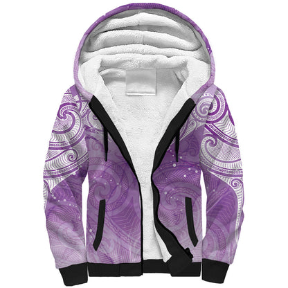 Epilepsy Month Maori Aotearoa Sherpa Hoodie Manta Ray - Purple Glaze