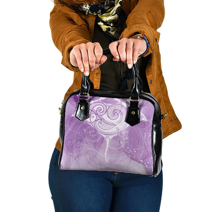 Epilepsy Month Maori Aotearoa Shoulder Handbag Manta Ray - Purple Glaze