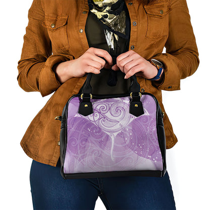 Epilepsy Month Maori Aotearoa Shoulder Handbag Manta Ray - Purple Glaze