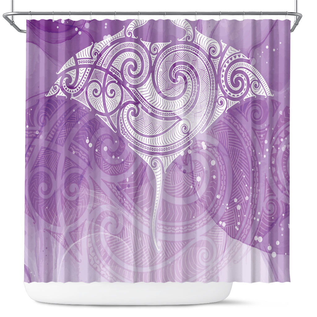 Epilepsy Month Maori Aotearoa Shower Curtain Manta Ray - Purple Glaze