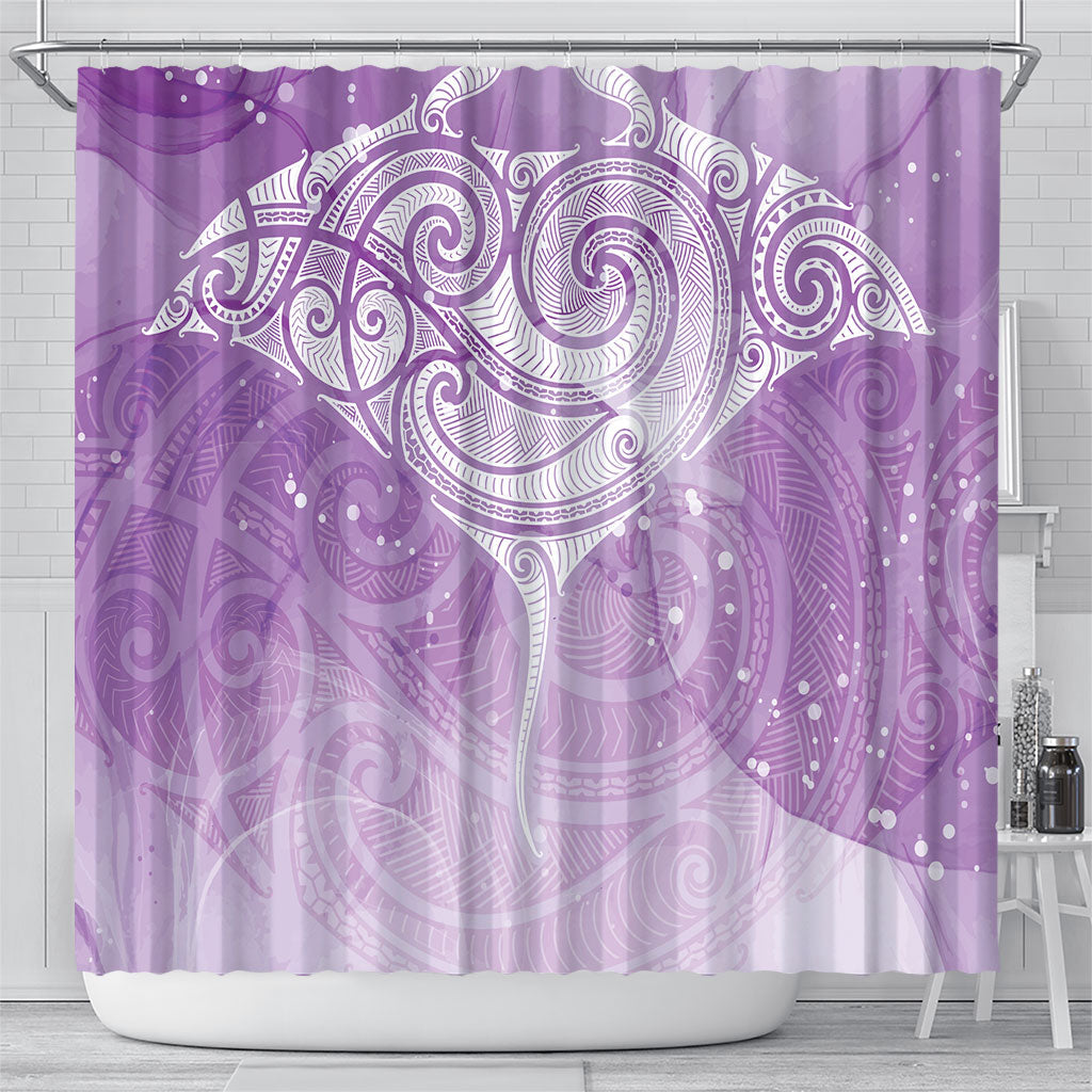 Epilepsy Month Maori Aotearoa Shower Curtain Manta Ray - Purple Glaze