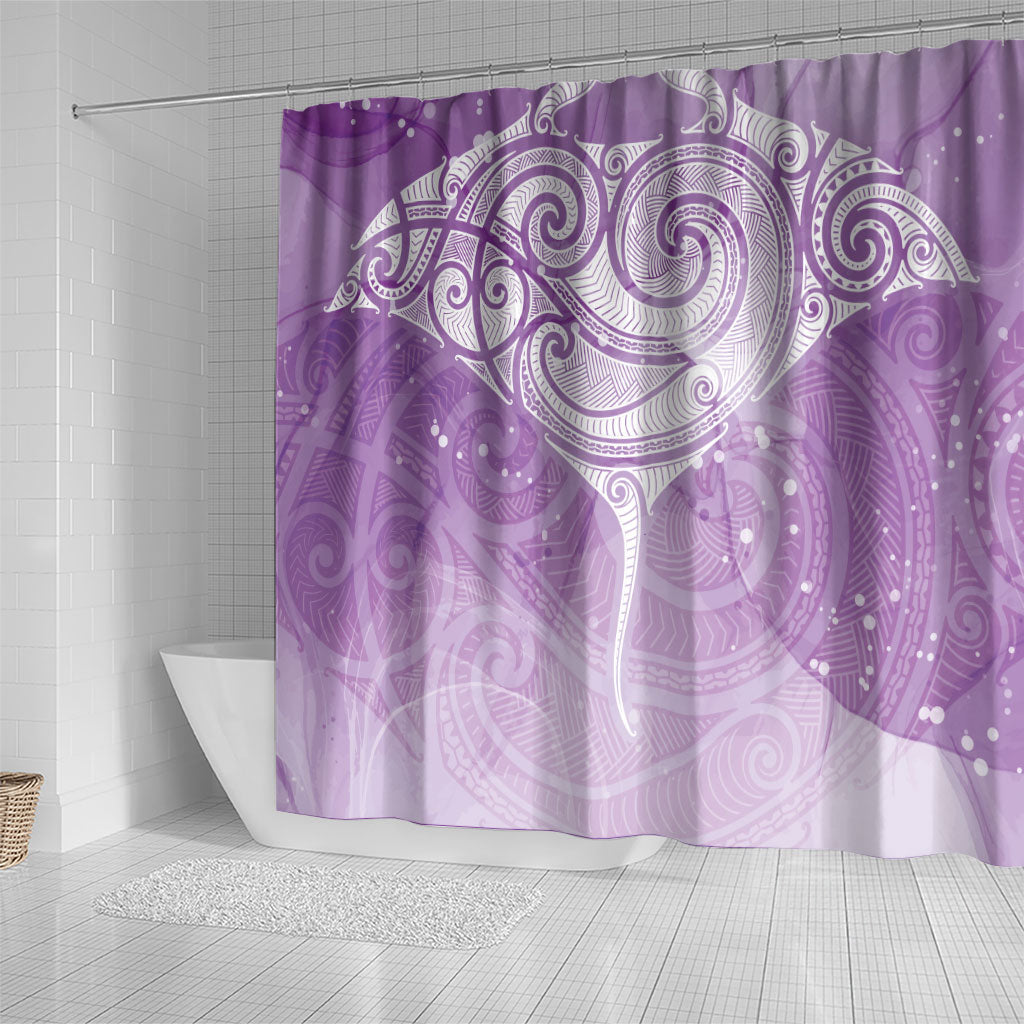 Epilepsy Month Maori Aotearoa Shower Curtain Manta Ray - Purple Glaze