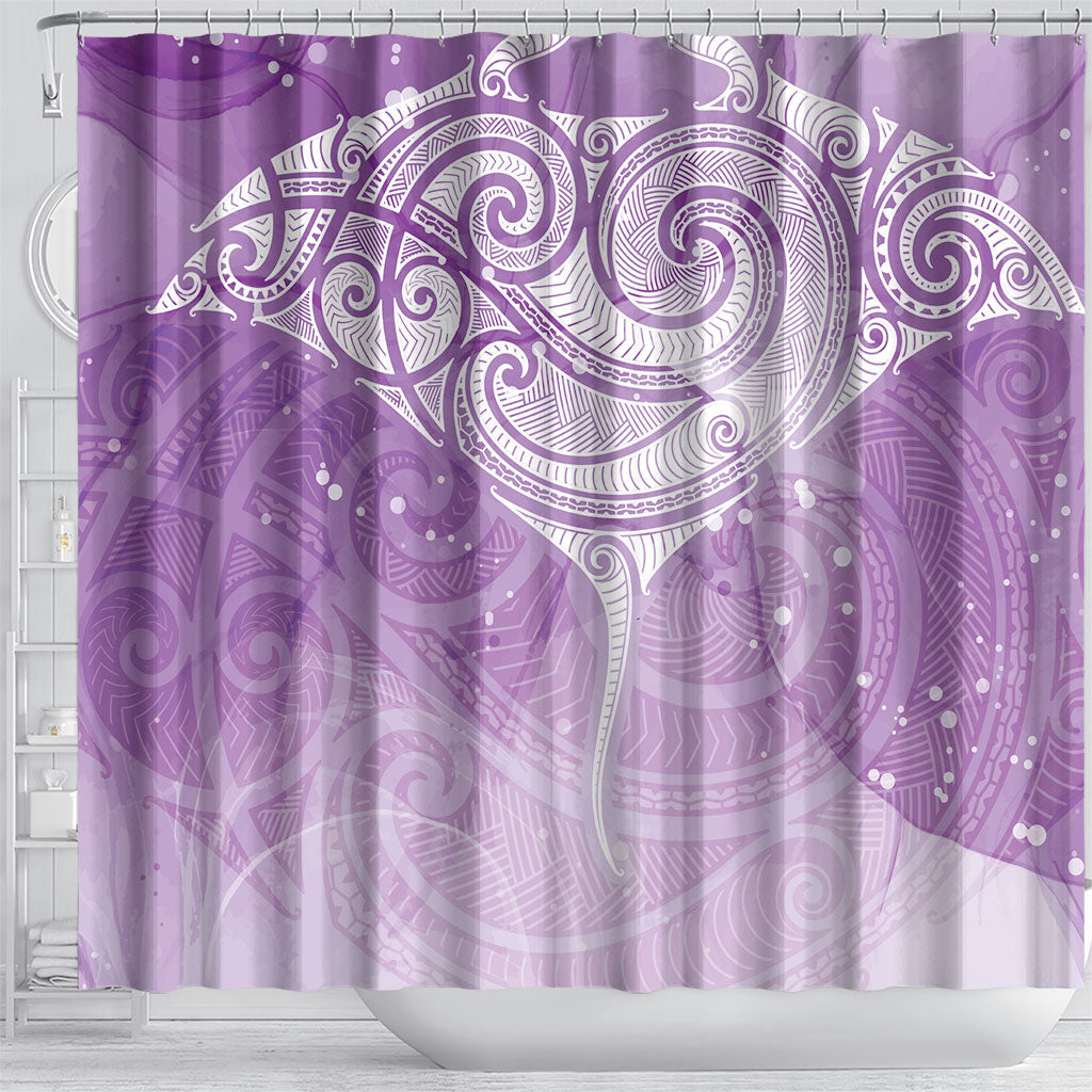 Epilepsy Month Maori Aotearoa Shower Curtain Manta Ray - Purple Glaze