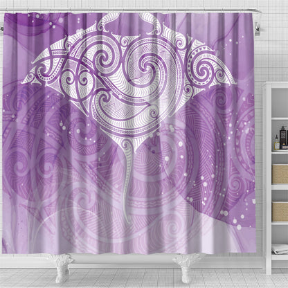 Epilepsy Month Maori Aotearoa Shower Curtain Manta Ray - Purple Glaze