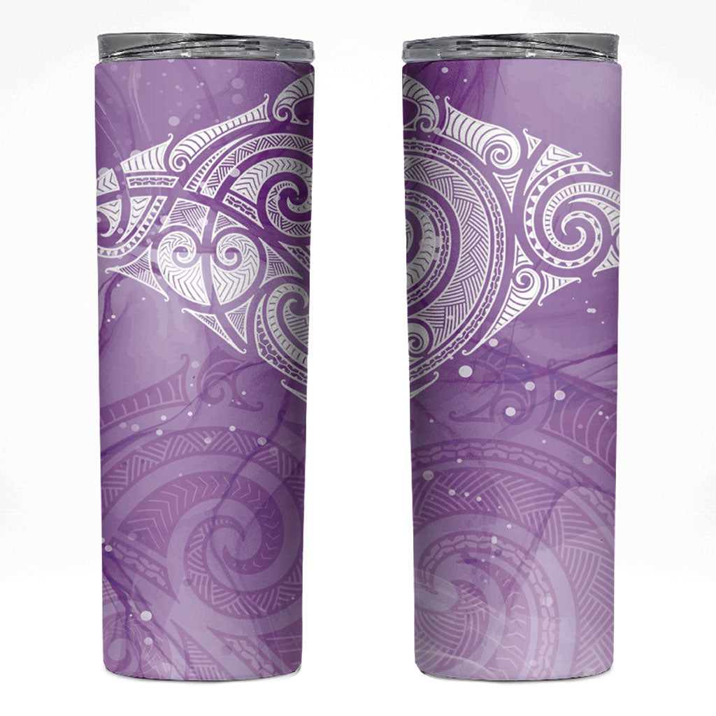Epilepsy Month Maori Aotearoa Skinny Tumbler Manta Ray - Purple Glaze