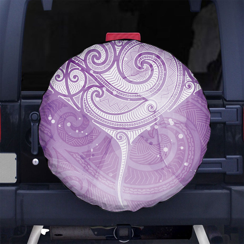 Epilepsy Month Maori Aotearoa Spare Tire Cover Manta Ray - Purple Glaze