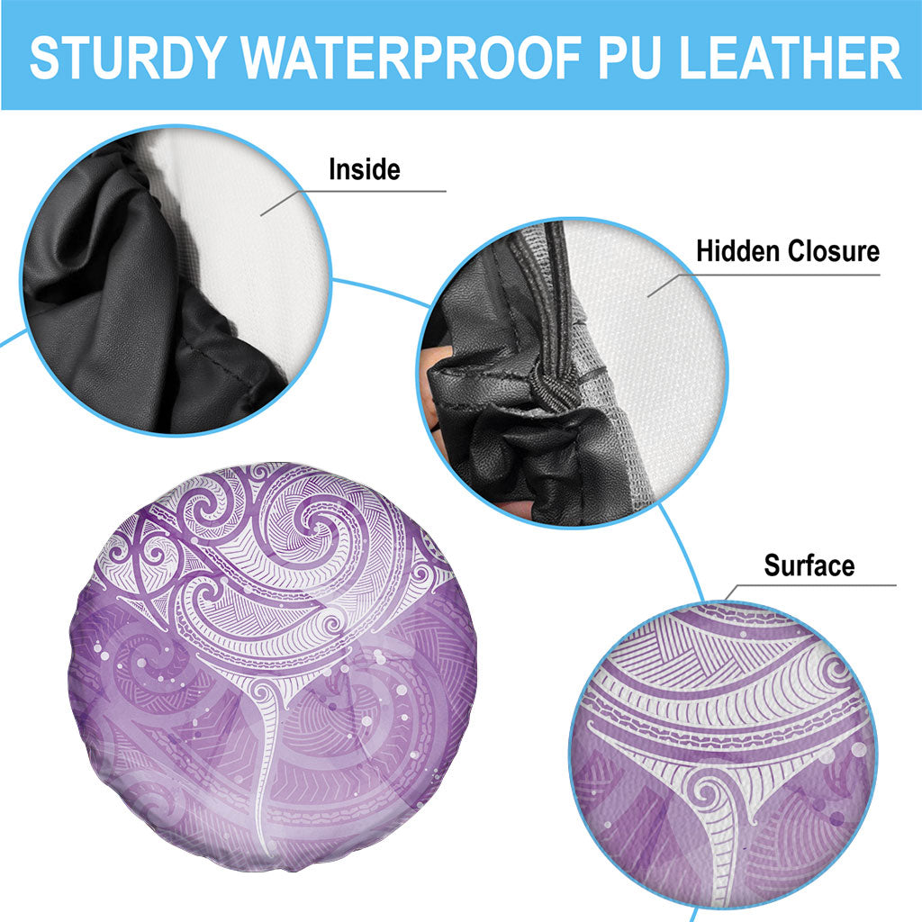 Epilepsy Month Maori Aotearoa Spare Tire Cover Manta Ray - Purple Glaze