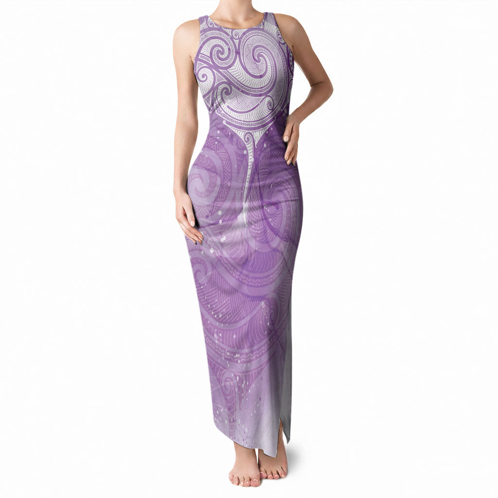 Epilepsy Month Maori Aotearoa Tank Maxi Dress Manta Ray - Purple Glaze