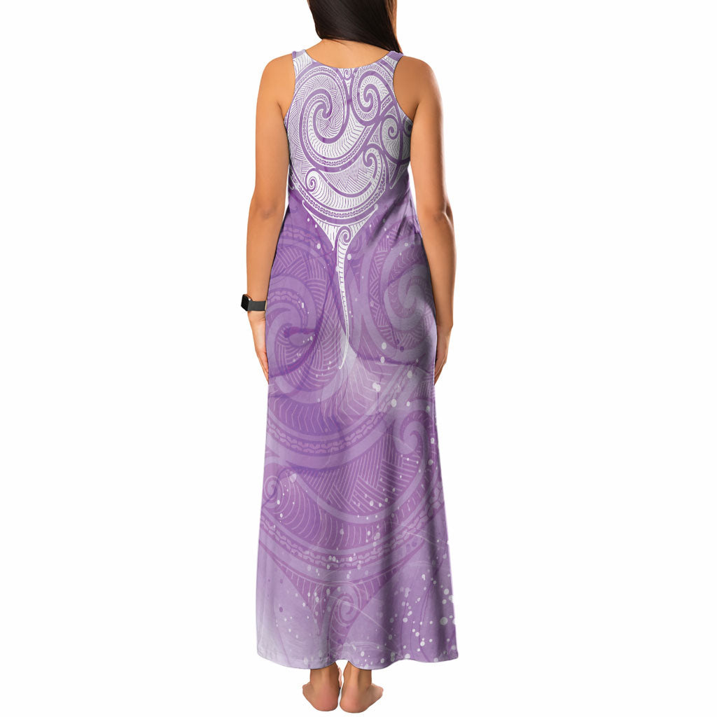 Epilepsy Month Maori Aotearoa Tank Maxi Dress Manta Ray - Purple Glaze