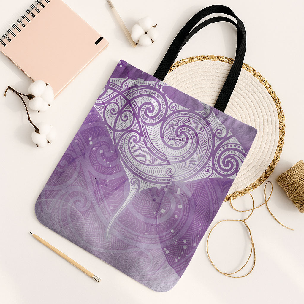 Epilepsy Month Maori Aotearoa Tote Bag Manta Ray - Purple Glaze