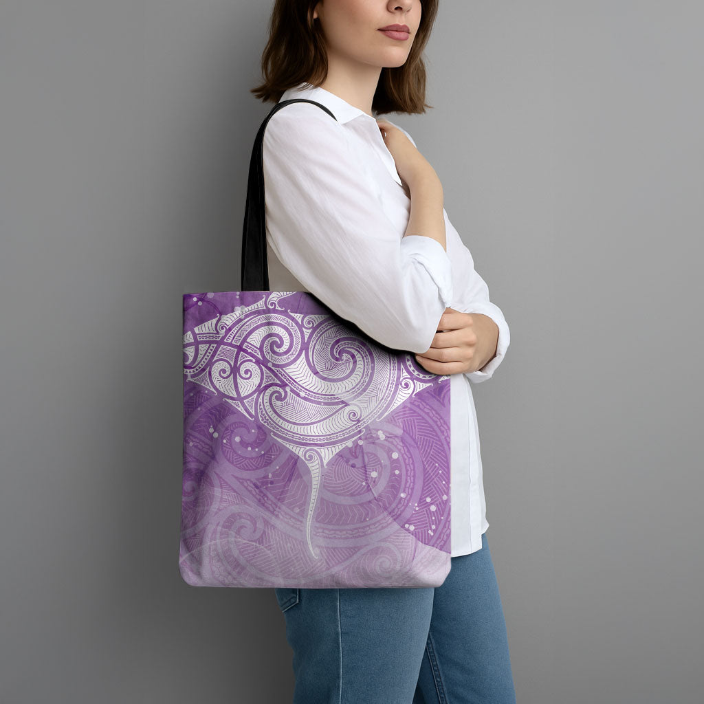 Epilepsy Month Maori Aotearoa Tote Bag Manta Ray - Purple Glaze