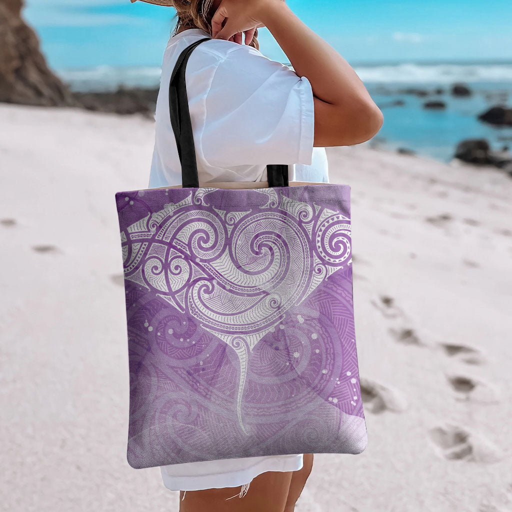 Epilepsy Month Maori Aotearoa Tote Bag Manta Ray - Purple Glaze