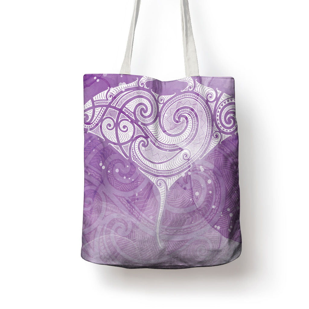 Epilepsy Month Maori Aotearoa Tote Bag Manta Ray - Purple Glaze