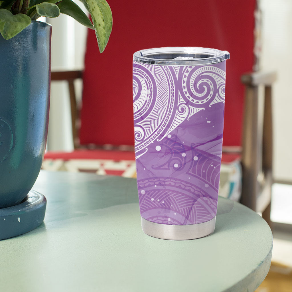 Epilepsy Month Maori Aotearoa Tumbler Cup Manta Ray - Purple Glaze