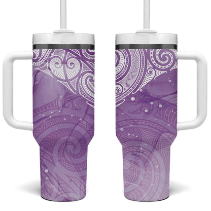 Epilepsy Month Maori Aotearoa Tumbler With Handle Manta Ray - Purple Glaze