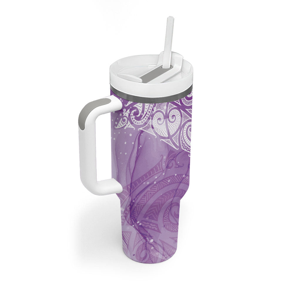 Epilepsy Month Maori Aotearoa Tumbler With Handle Manta Ray - Purple Glaze