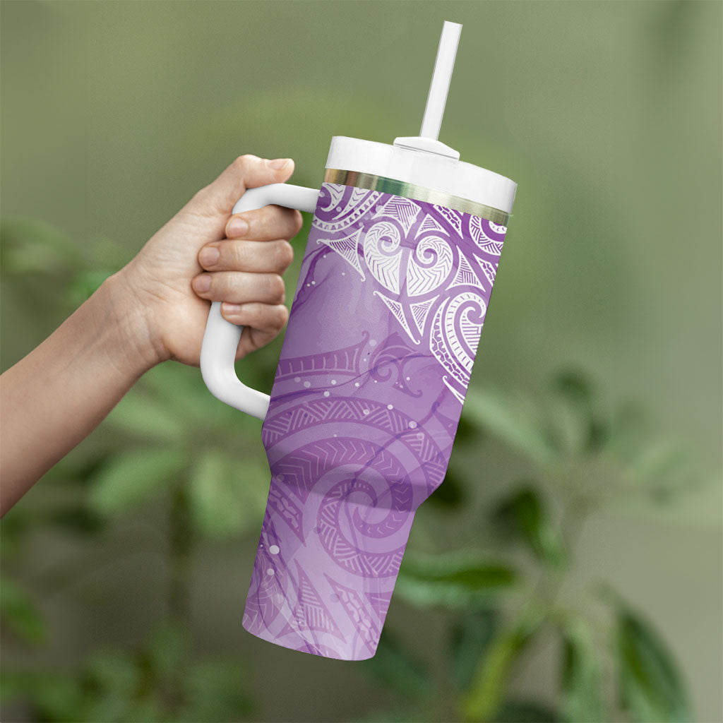Epilepsy Month Maori Aotearoa Tumbler With Handle Manta Ray - Purple Glaze