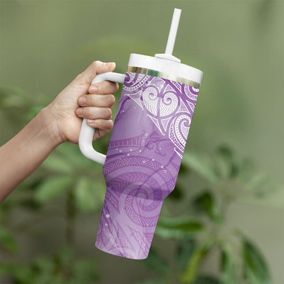 Epilepsy Month Maori Aotearoa Tumbler With Handle Manta Ray - Purple Glaze