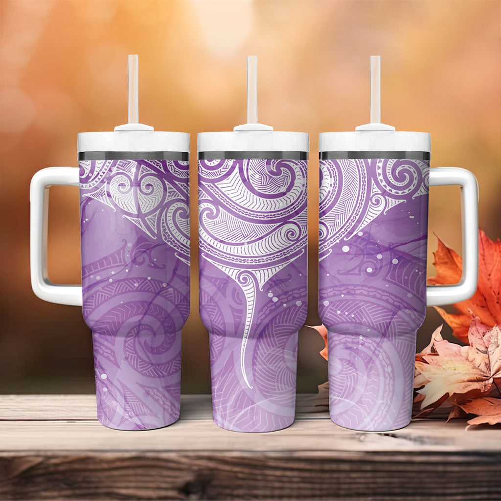 Epilepsy Month Maori Aotearoa Tumbler With Handle Manta Ray - Purple Glaze