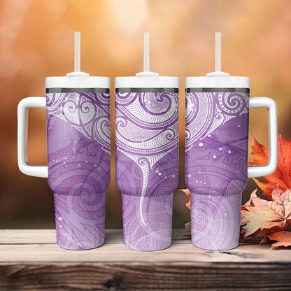 Epilepsy Month Maori Aotearoa Tumbler With Handle Manta Ray - Purple Glaze