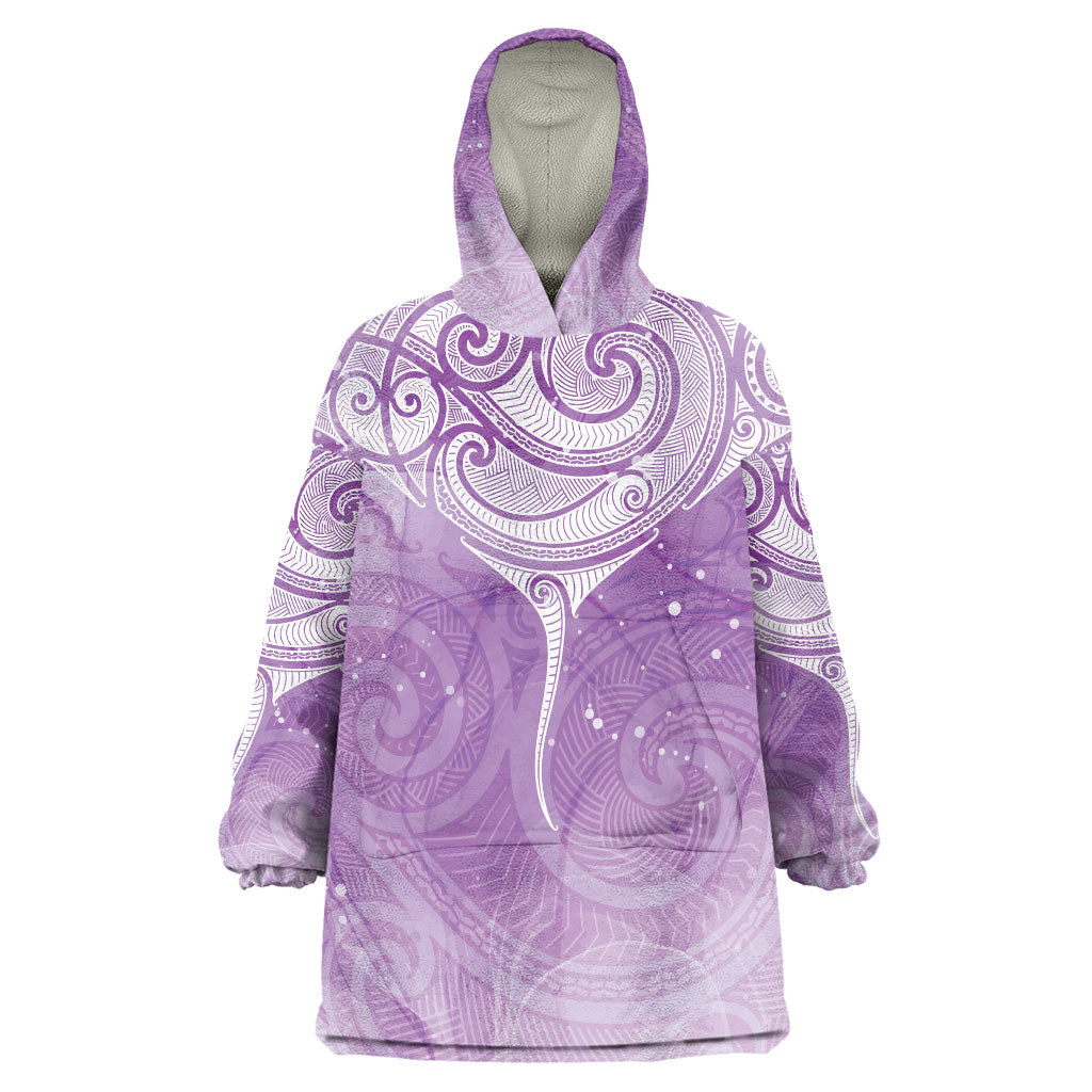 Epilepsy Month Maori Aotearoa Wearable Blanket Hoodie Manta Ray - Purple Glaze