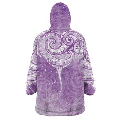 Epilepsy Month Maori Aotearoa Wearable Blanket Hoodie Manta Ray - Purple Glaze