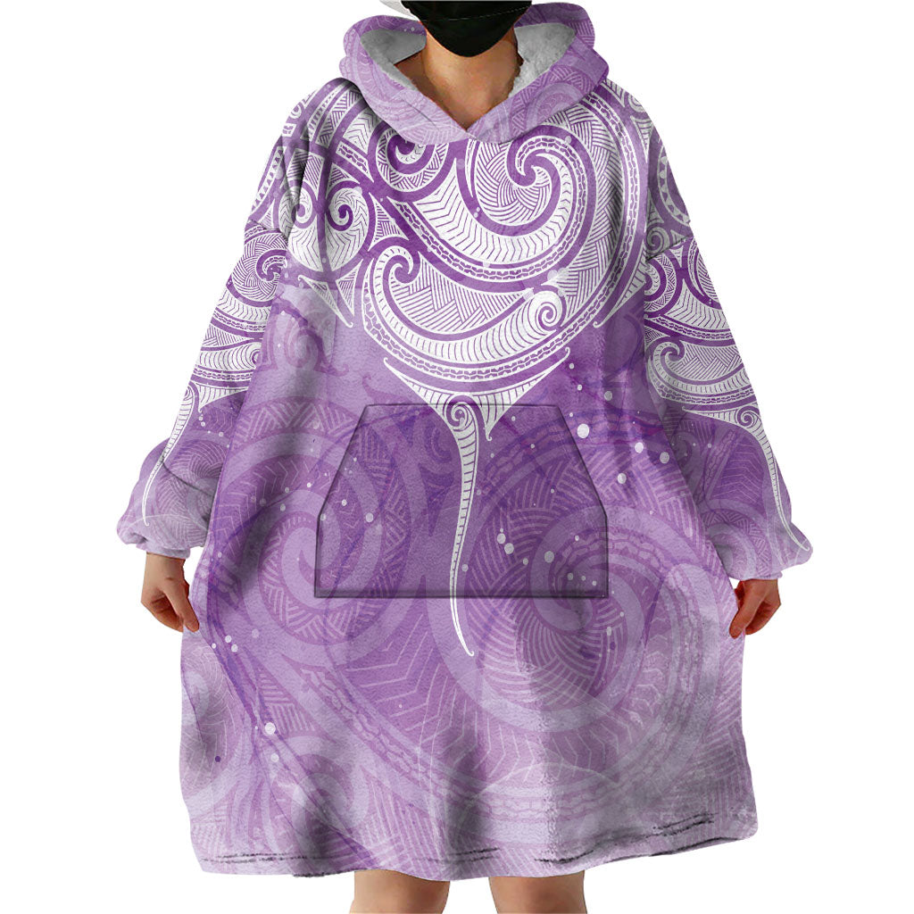 Epilepsy Month Maori Aotearoa Wearable Blanket Hoodie Manta Ray - Purple Glaze