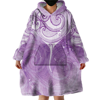 Epilepsy Month Maori Aotearoa Wearable Blanket Hoodie Manta Ray - Purple Glaze
