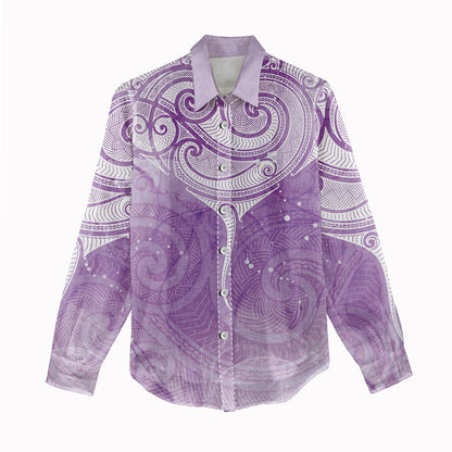 Epilepsy Month Maori Aotearoa Women Casual Shirt Manta Ray - Purple Glaze