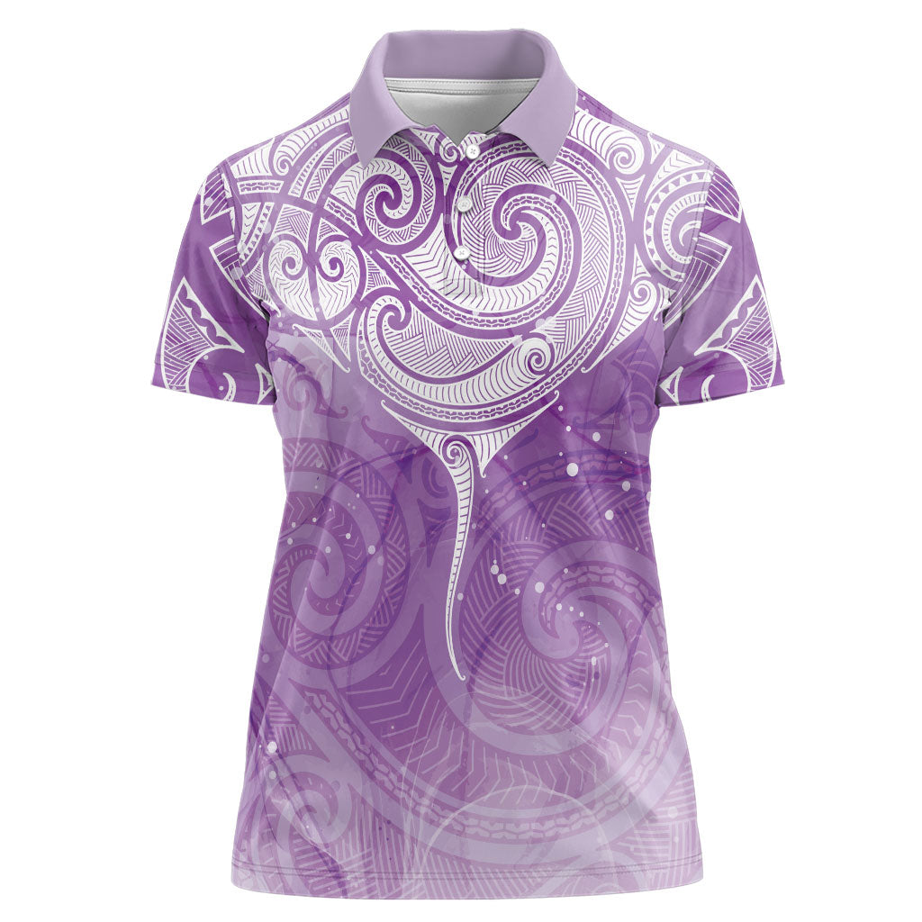 Epilepsy Month Maori Aotearoa Women Polo Shirt Manta Ray - Purple Glaze