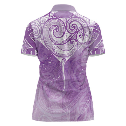 Epilepsy Month Maori Aotearoa Women Polo Shirt Manta Ray - Purple Glaze