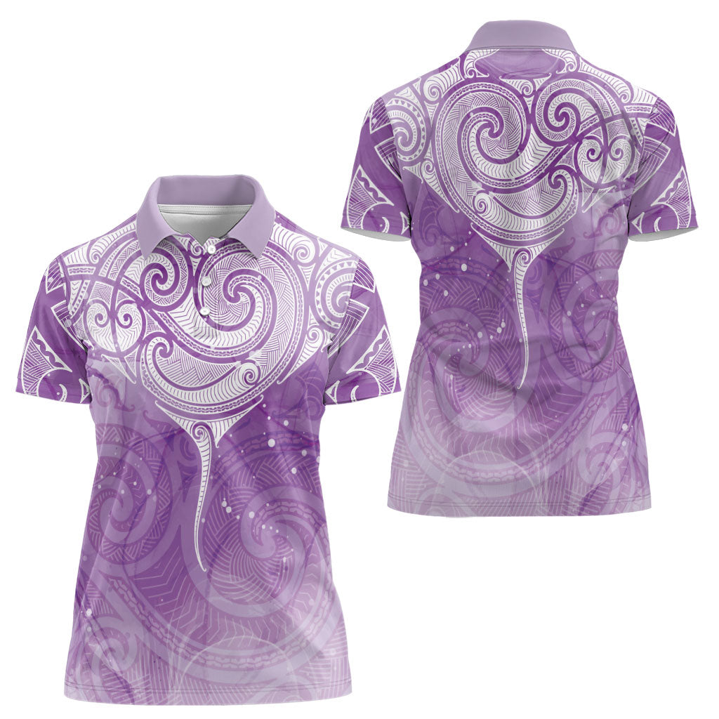 Epilepsy Month Maori Aotearoa Women Polo Shirt Manta Ray - Purple Glaze
