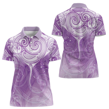 Epilepsy Month Maori Aotearoa Women Polo Shirt Manta Ray - Purple Glaze