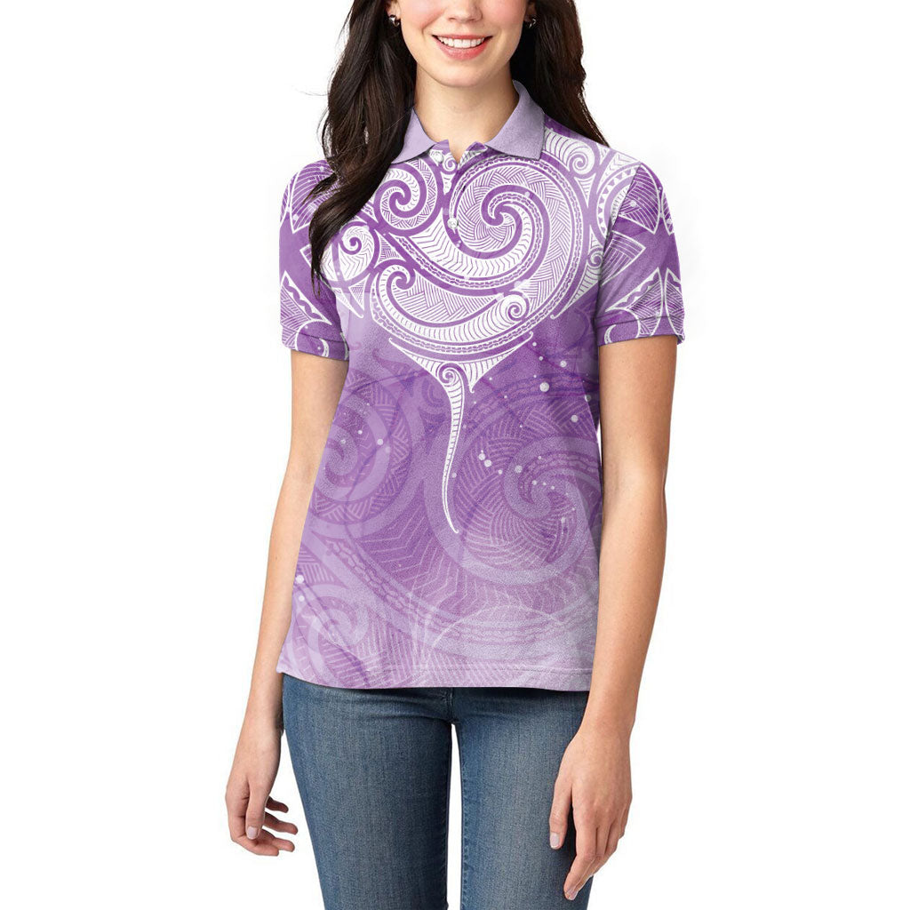 Epilepsy Month Maori Aotearoa Women Polo Shirt Manta Ray - Purple Glaze