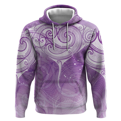Epilepsy Month Maori Aotearoa Zip Hoodie Manta Ray - Purple Glaze