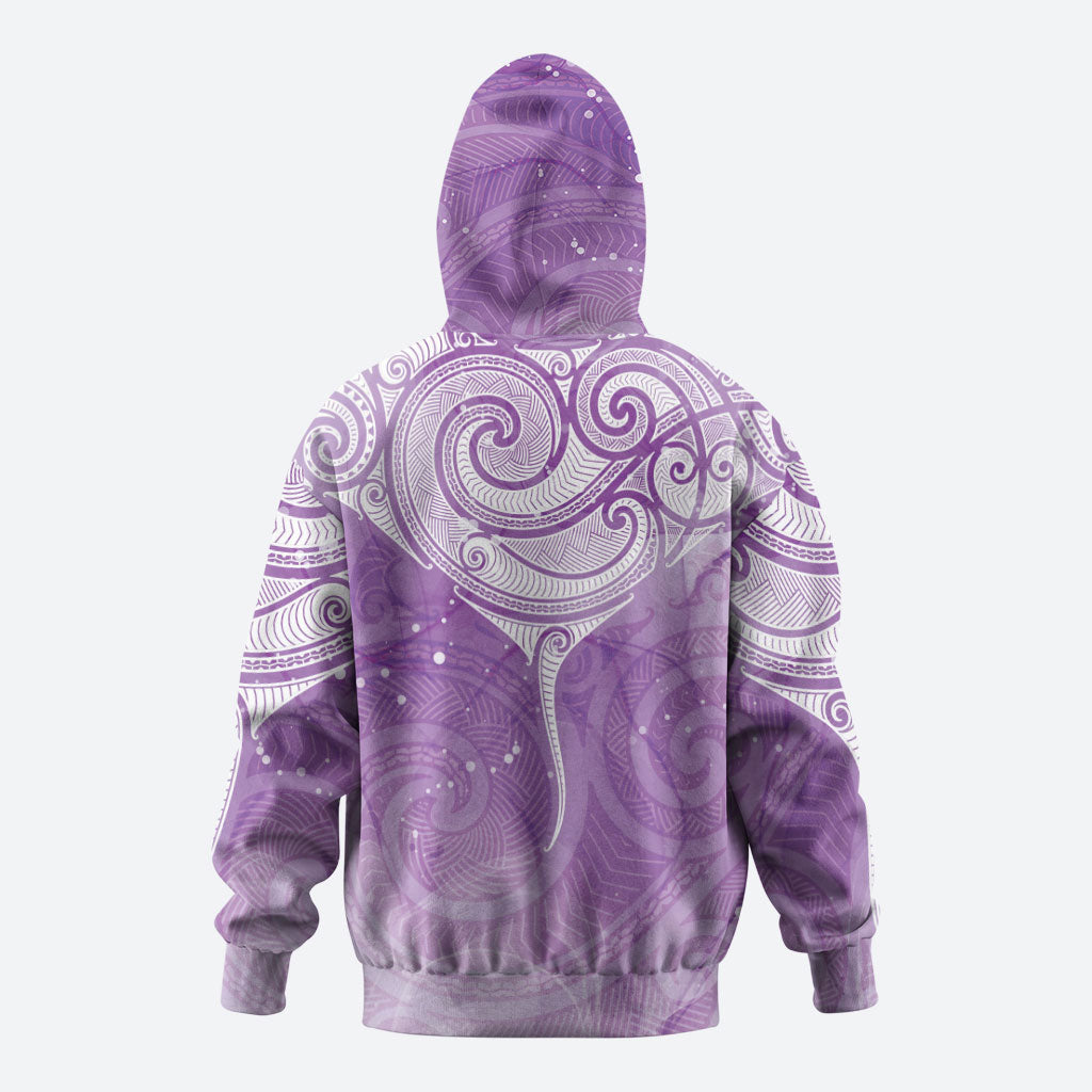 Epilepsy Month Maori Aotearoa Zip Hoodie Manta Ray - Purple Glaze